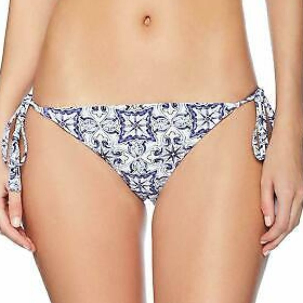NWT RACHEL Rachel Roy Blue Tile Bikini Tie Bottoms